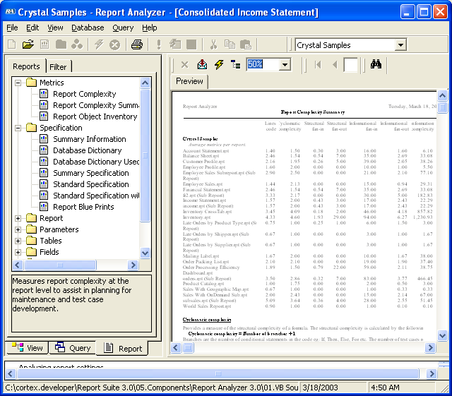 Report Analyzer for Crystal Reports