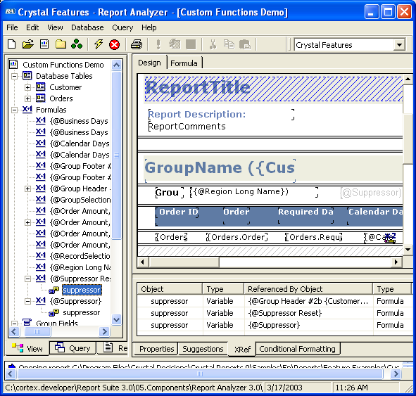 Report Analyzer for Crystal Reports