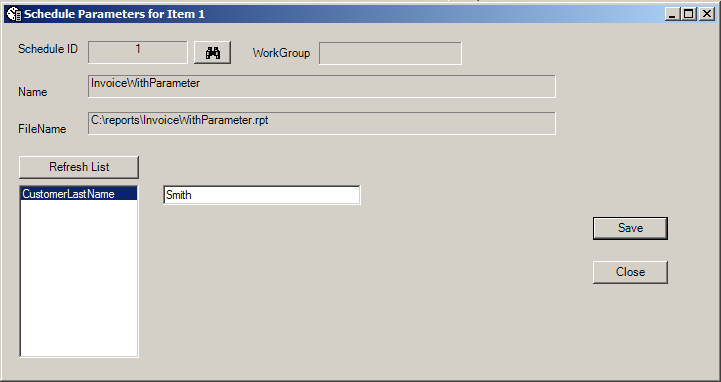 Schedule with Parameters